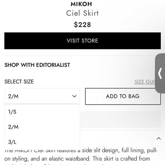 Mikoh black linen maxi skirt pull on elastic waist side slits 2 medium new - Picture 15 of 15